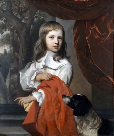 犬を持つ少年の肖像、1658年 作： Jacob or Jacques van Loo